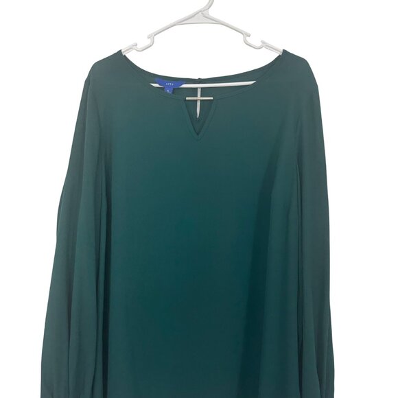 Apt. 9 Womens Long-Sleeve Blouse SZ XL Green Keyhole Neck Lightweight Polyester - Picture 11 of 12